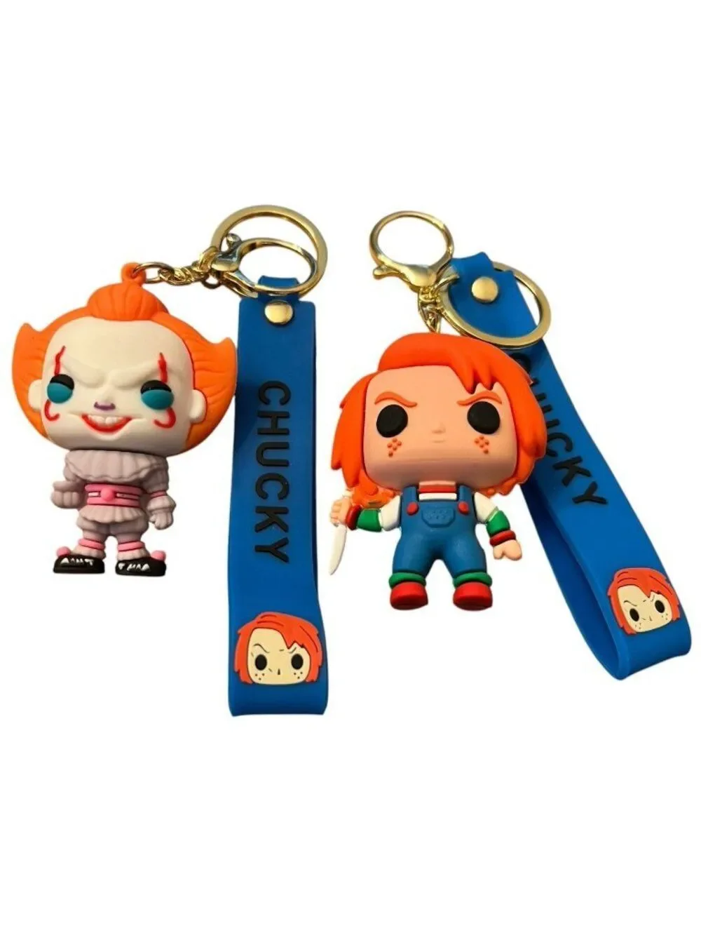 Pennywise And Chucky 3d Pendant Silicone Keychains Lot of 2 Key Chains New